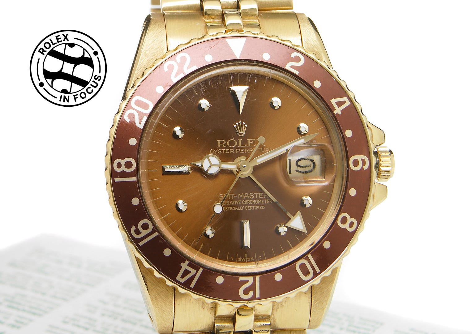 A GMT-Master, Reference 1675, from the 1970s in yellow gold. Image: Bonhams