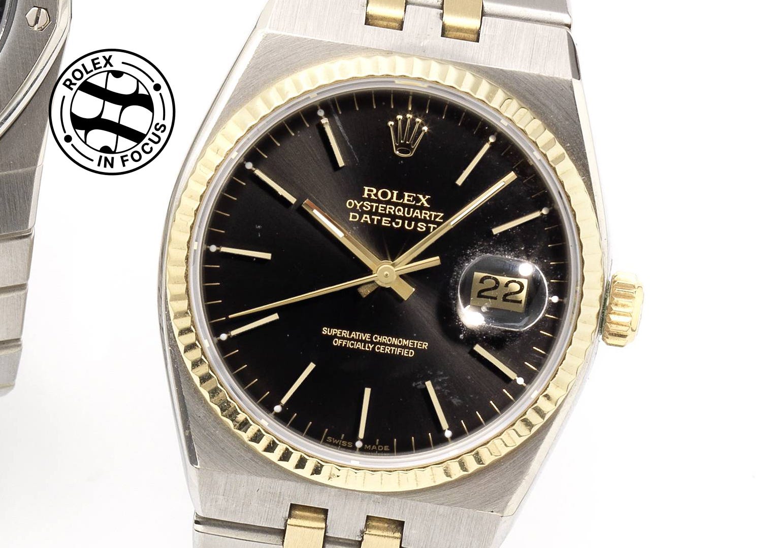 A two-tone Datejust with black dial, Reference 17014, from the early 80s. Image: Bonhams